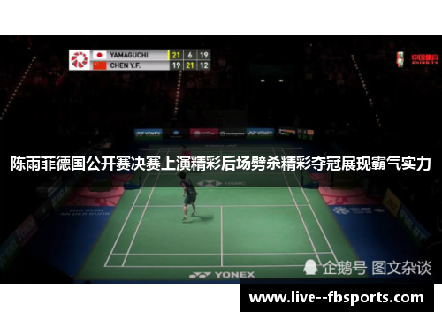 陈雨菲德国公开赛决赛上演精彩后场劈杀精彩夺冠展现霸气实力 陈雨菲德国公开赛决赛上演精彩后场劈杀精彩夺冠展现霸气实力