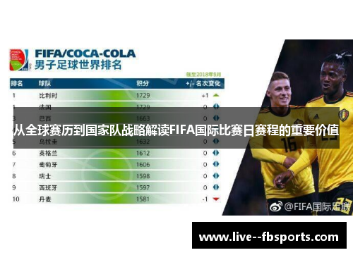 从全球赛历到国家队战略解读FIFA国际比赛日赛程的重要价值